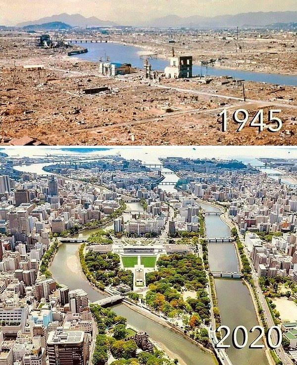 3. 75 yıl fark ile Hiroşima'nın değişimi