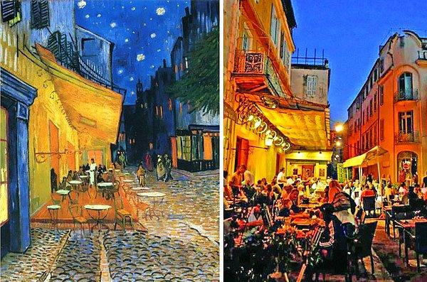 17. Van Gogh'un "Kafe Terasta Gece" adlı çalışmasına ilham olan kafe, 1888'dan günümüze