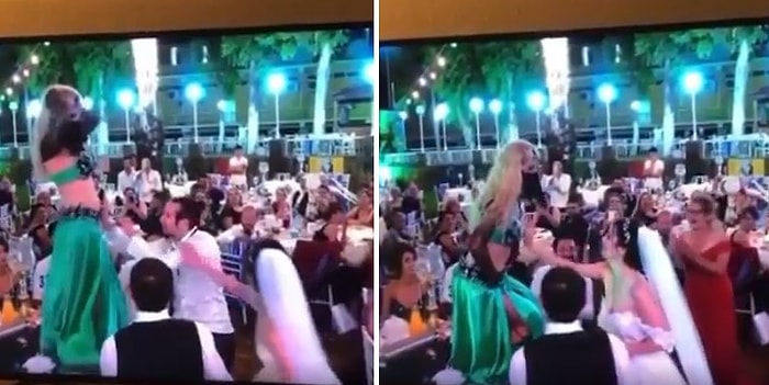 Düğünde Dansöze Para Takmak İsteyen Damadı Engelleyip Dansöze Parayı Kendisi Takan Gelin