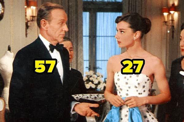24. 1957 yapımı Şahane Macera'da, Fred Astaire ve Audrey Hepburn arasında 30 yaş vardı.