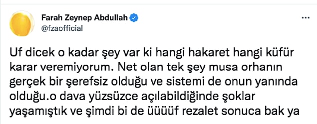 Farah Twitter hesabından şu cümlelerle arkadaşına destek oldu: