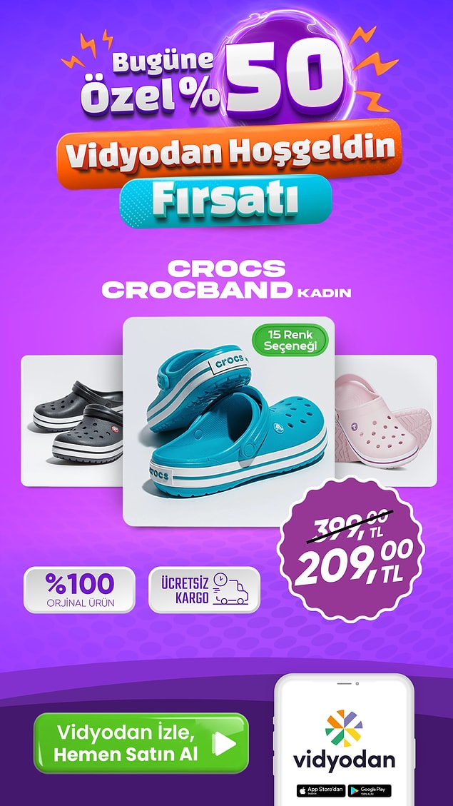 8. Asla modası geçmeyen Crocs terlikler ayaklarınıza çok iyi gelecek!