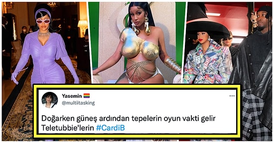 Cardi B'nin Paris Moda Haftası'ndaki Lahana Bebeğe Benzeyen Yeşil Kıyafetini Görünce Çok Şaşıracaksınız!