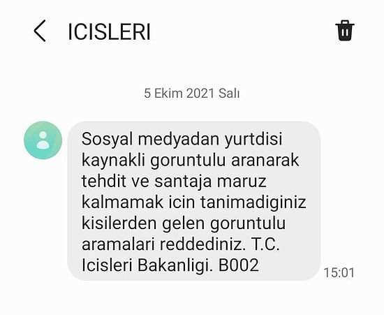 İçişleri Bakanlığı'ndan İlginç SMS: 'Tanımadığınız Kişilerden Gelen Görüntülü Aramaları Reddediniz'