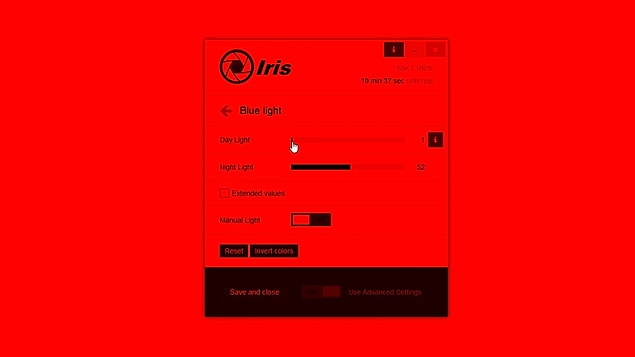 Iris'i uyku moduna aldığınızda şuna evriliyor mesela.
