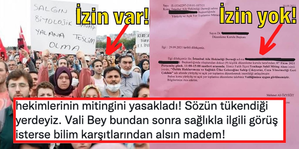 Aşı Karşıtlarının Toplanmasını Uygun Gören İstanbul Valiliği Doktorların Miting Yapmasına İzin Vermedi!