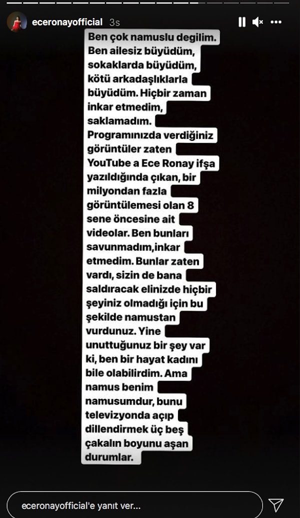 Ece Ronay, daha önce yayınladığı çeşitli videolar üzerinden kendisine saldıranlara cevap veriyor.