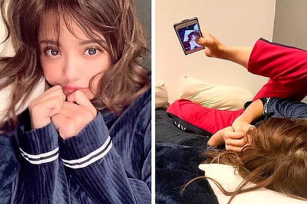 18. Как сделать удачное селфи, лежа на подушке, когда лицо "стекает" вниз?