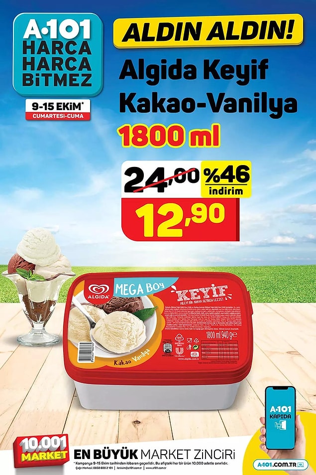 Algida Keyif Kakao-Vanilya 12,90 TL.