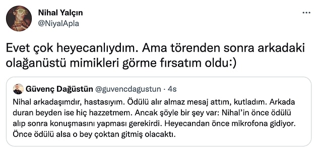 Bir kadın oyuncunun ödülü almayı unutması ve erkek oyuncunun ödülü eline sıkıştırmasının geldiği nokta şaşırtıcı...