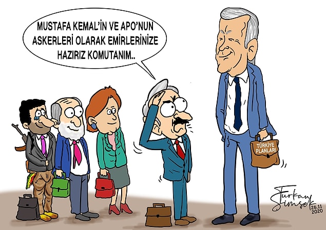 AKP teşkilatlarıyla yoğun ilişkiler içinde olan Şimşek'in bazı çizimleri ise şöyle;