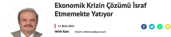 "Ekonomik Krizin Çözümü İsraf Etmemekte Yatıyor" başlıklı yazısında kendince israfın nedenini kadınların çalışma hayatında yer almasına bağladı.