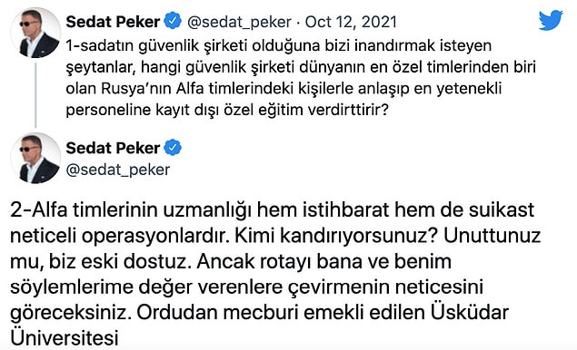 Sadat hakkında da sonrasında şu iddialarda bulundu: