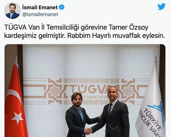 Tamer Özsoy’un TÜGVA’nın eski başkanı ve halihazırda da Mütevelli Heyet Üyesi olarak görev yapan İsmail Emanet’ten 8 Haziran 2018 tarihinde yetki aldığı ortaya çıktı.