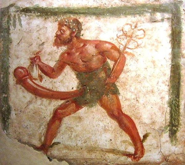2. Pompeii'de rustik bereket tanrısı Priapus'u betimleyen bir fresk.
