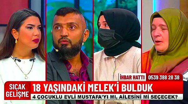 Fox TV'de yayınlanan Fulya Öztürk'ün sunduğu "Fulya ile Umudun Olsun" programına Şahinoğlu çifti 18 yaşındaki kızları Melek'i bulmak için geçtiğimiz günlerde katıldı. Melek'in 4 çocuk babası ve 2 eşi olan Mustafa'yla birlikte olduğu ortaya çıktı.