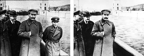 4. Stalin, fotoğraflarını bir güç göstergesi olarak kullanıyordu. Düşmanı olduğu kişiler görevden alındıktan ya da öldükten sonra fotoğraflardan çıkartılıyordu.