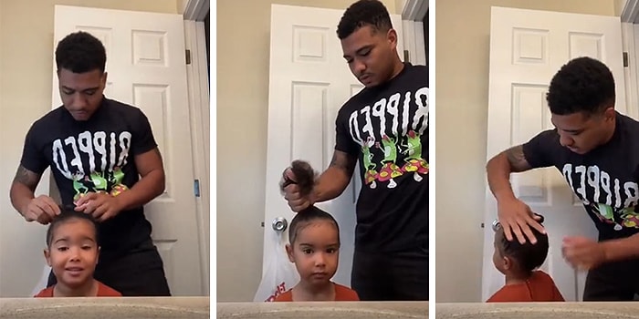 Babaya Çocuk Emanet Etmeden Önce İki Kez Düşünün: Kızının Saçını Sıra Dışı Bir Şekilde Toplayan Baba