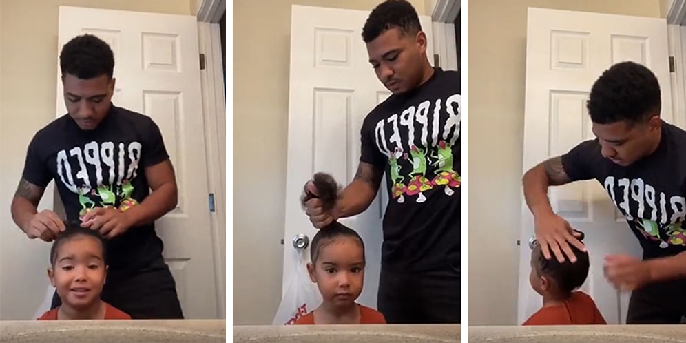 Babaya Çocuk Emanet Etmeden Önce İki Kez Düşünün: Kızının Saçını Sıra Dışı Bir Şekilde Toplayan Baba