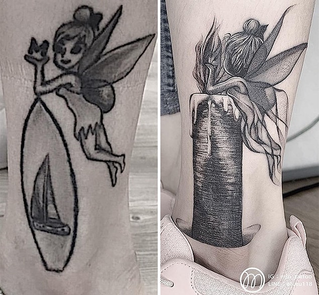 8. Tinker Bell dövmesi daha şirin bir tasarım ile yenilenmiş.
