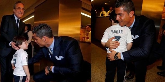 13. "İlk bakışta dünyaca ünlü futbolcu Cristiano Ronaldo'nun minik bir hayranıyla buluştuğunu gördüğümüz bu fotoğraf aslında çok özel. Bu minik hayran Lübnanlı ve bomba patlaması sırasında tüm ailesini kaybetmiş Haydar isimli bir çocuk..."