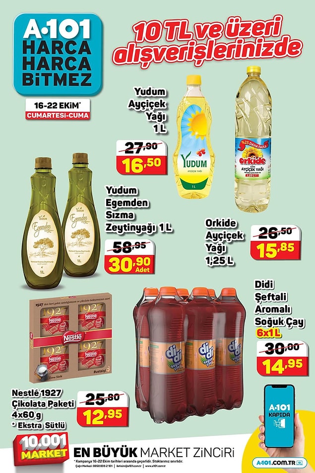 10 TL ve üzeri alışverişlerinizde geçerli olacak indirimler;