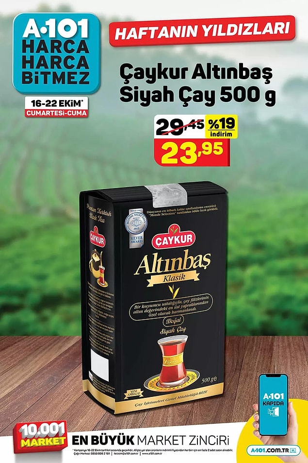 500 g Çaykut Altınbaş Siyah Çay 29,45 TL yerine 23,95 TL.