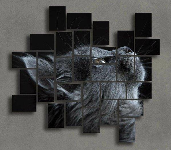 Kedi severlerin kaçırmaması gereken aşırı tatlı ve şık puzzle tablo set.