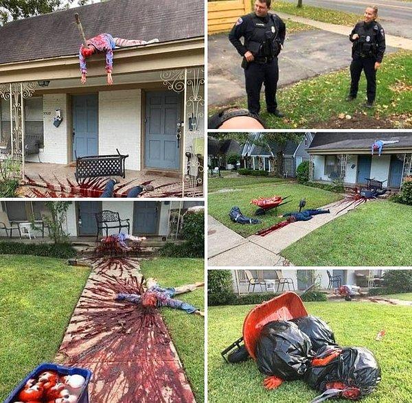 4. Dallas'da bir adam Cadılar Bayramı için evini bu şekilde dekore edince evin önünden geçenler dehşete düşerek polisleri aramış.😅