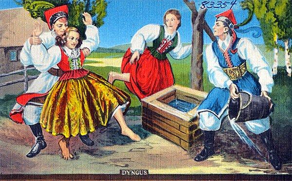 11. "Polonya'da, paskalya döneminde erkek çeteleri kırsal kesimde dolaşıyor, kızların üzerine su döküyor ve onları (hafifçe) sopalarla dövüyor. Kızlar daha sonra bunun için onlara teşekkür etmek zorunda."