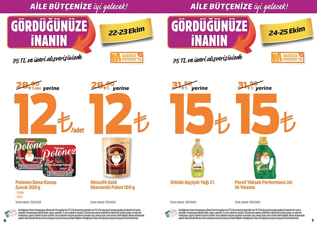 75 TL ve üzeri alışverişlerinizde geçerli olacak indirimler.