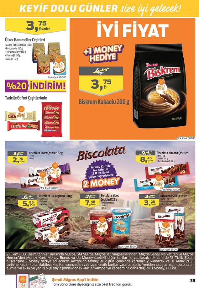 Yine Money Kart ile tek seferde yapacağınız 12 TL ve üzeri Şölen alışverişlerinizde 2 Money puan;