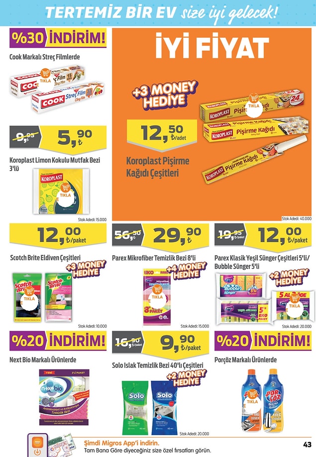 Koroplast Limon Kokulu Mutfak Bezi (3'lü) 5,90 TL.