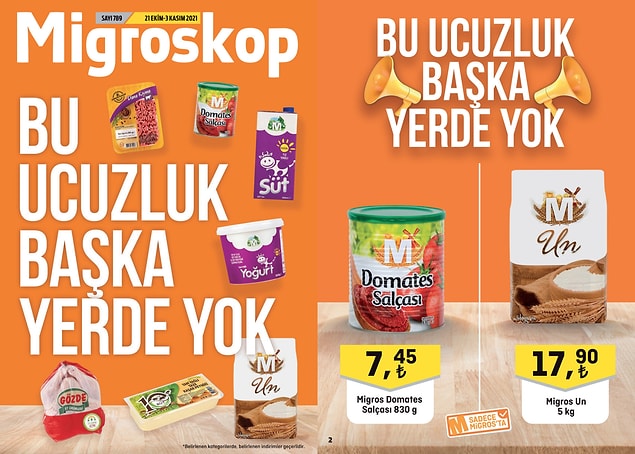 830 g Migros Domates Salçası 7,45 TL.
