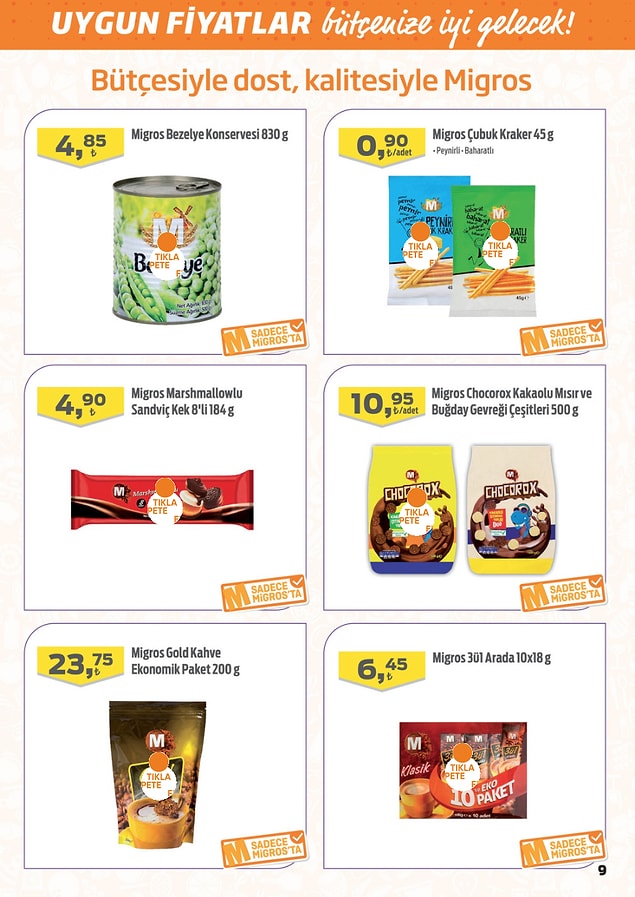 Migros Bezelye Konservesi (830 g) 4,85 TL.