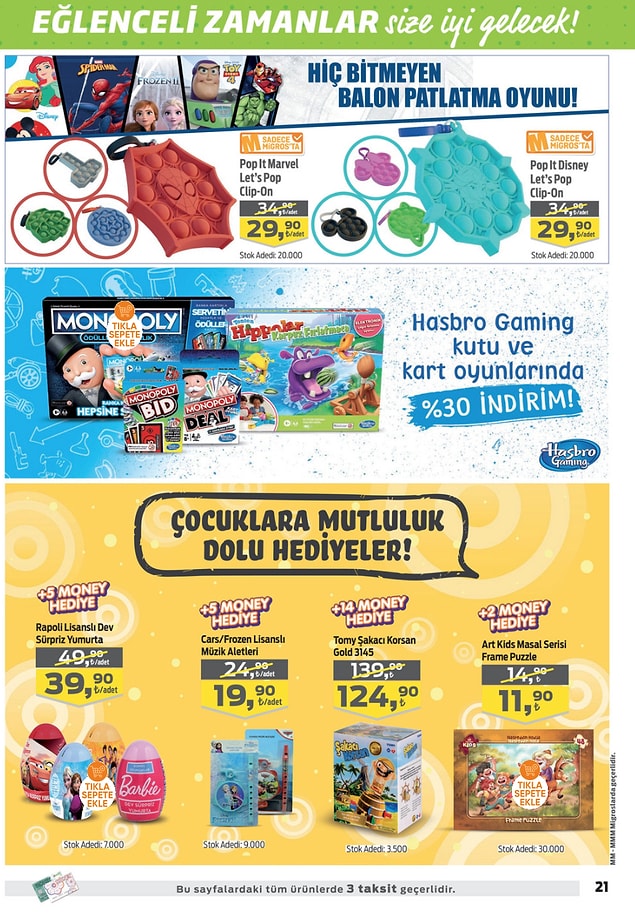 Hasbro kutu ve kart oyunları %30 indirimli.