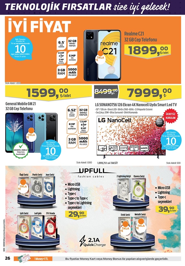 General Mobile Gm 21 3-32 GbCep Telefonu 1.599,00 TL.