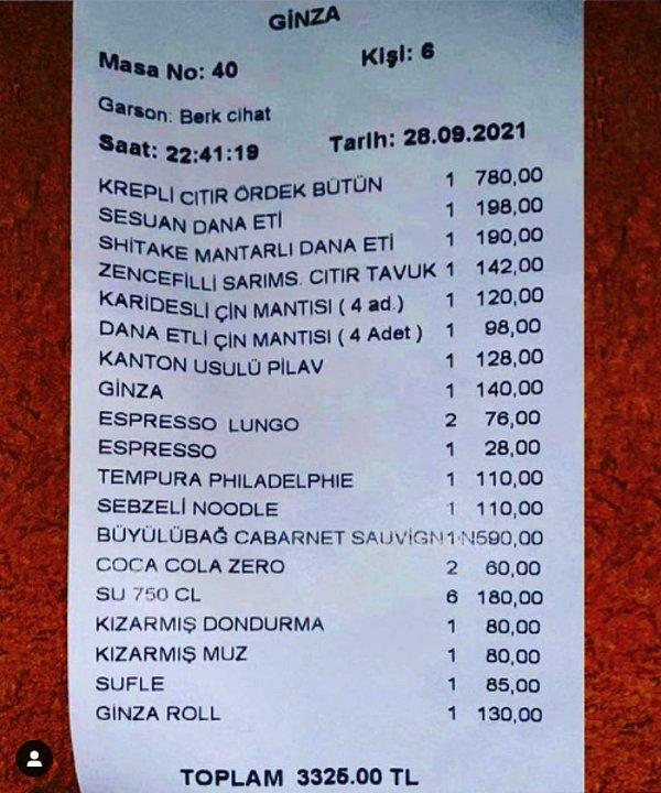 5. Uzak Doğu restoranları her zaman pahalıydı ama bir suya 20 TL vermek de ne bileyim...Ginza İstanbul'dan detaylar.