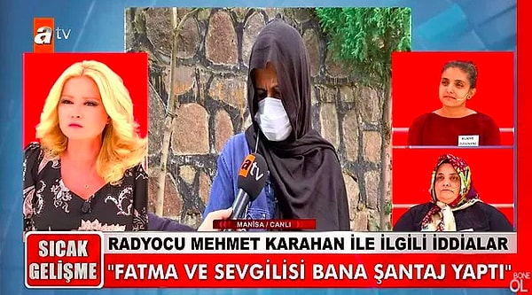 Takip edenler bilir. Canlı yayına bağlanan bir kadın,  Fatma'yla hastanede tanıştıklarını, Cemal'in de hastanedeki banyo görüntüleriyle kadınlara şantaj yaptığını iddia etmişti.