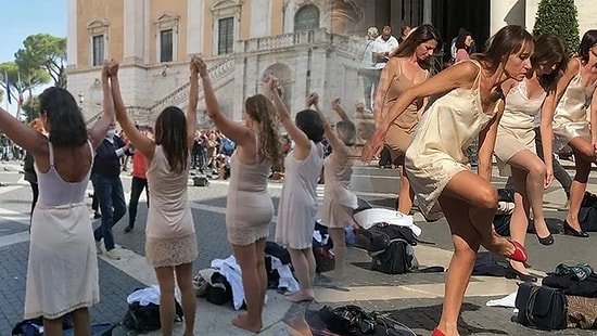 Hostesler Meydanda Soyundu! Düşük Ücrete İsyan Etti...