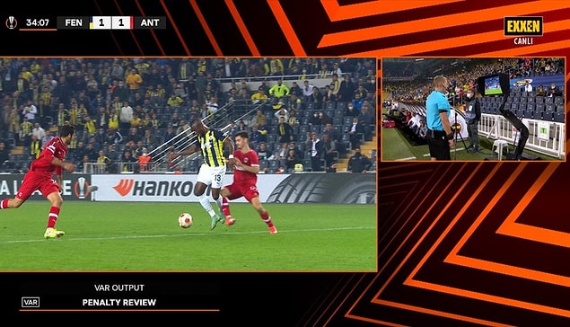 Fenerbahçe, VAR incelemesi sonucunda 35. dakikada penaltı kazandı. Valencia, penaltı vuruşundan yararlanamadı.