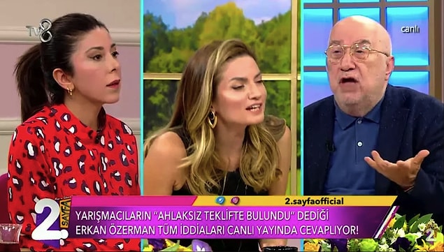 Günlerdir iddialar karşısında "dereceye giremeyenler iftira atıyor" açıklamasından başka bir şey konuşmayan Özerman, "dün katıldığı 2.Sayfa" programında tansiyonu yükseltti. Özerman sunucularla büyük bir tartışma yaşadı. Hatta ve hatta Müge Dağıstanlı'nın bir zamanlar Kıvanç Tatlıtuğ'un çıplak fotoğraflarını kendisinden istediğini iddia etti.