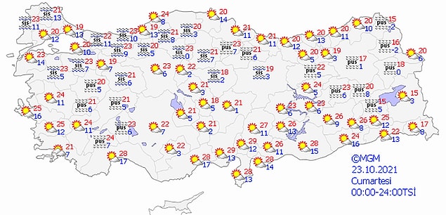 23 Ekim Cumartesi Hava Durumu Tahminleri