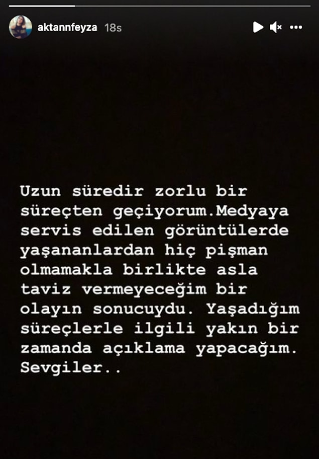 7. Feyza Aktan, Özcan Deniz'i darp ettiğine dair çıkan görüntülerle ilgili şöyle bir açıklama yaptı.