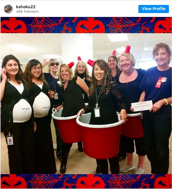 13. Эти беременные женщины - и их коллеги! - которые нарядились как алкогольная игра "пиво-понг":