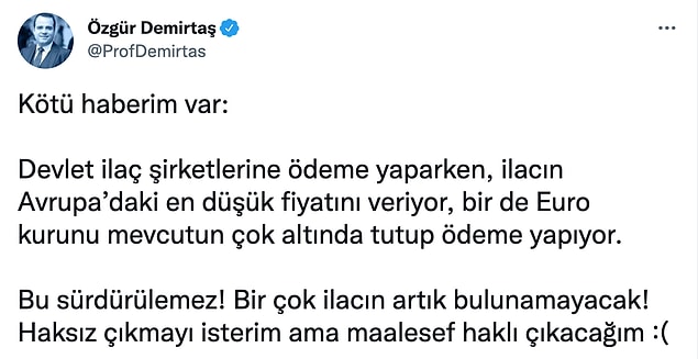 Özgür Demirtaş ise sıkıntıyı şu şekilde duyurdu 👇