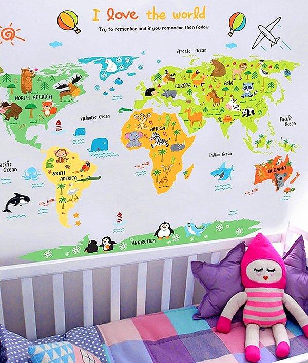 5. Sevimli dünya haritası duvar posteri.