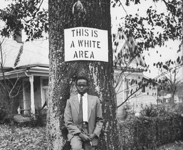 7. Bir zamanlar Amerika'da siyahlar ve beyazların nerede duracakları bile bir birinden ayrılmıştı. Yalnızca beyazlara ayrılmış bir ağacın önünde durarak bu ayrımı protesto eden siyahi bir genç.