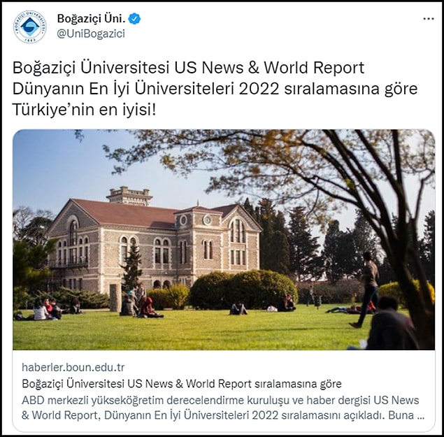 Bir yılda 90 sıra gerileyen Boğaziçi, gelişmeyi bu şekilde duyurmayı tercih etti. 👇