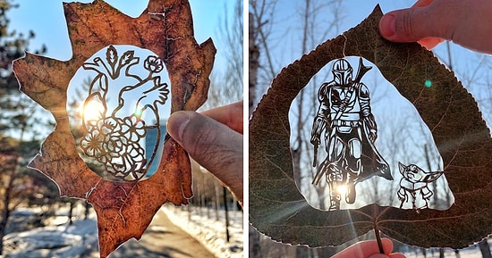 Художник дает вторую жизнь листьям, вырезая на них интересные рисунки (20 фото)